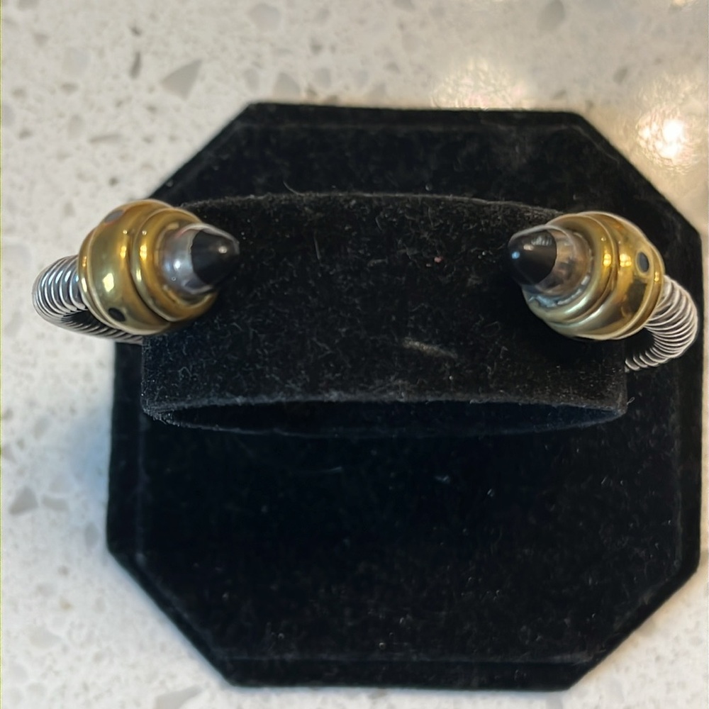 Taxco Silver and Gold Twisted Cuff with Black Accents - Picture 4 of 7